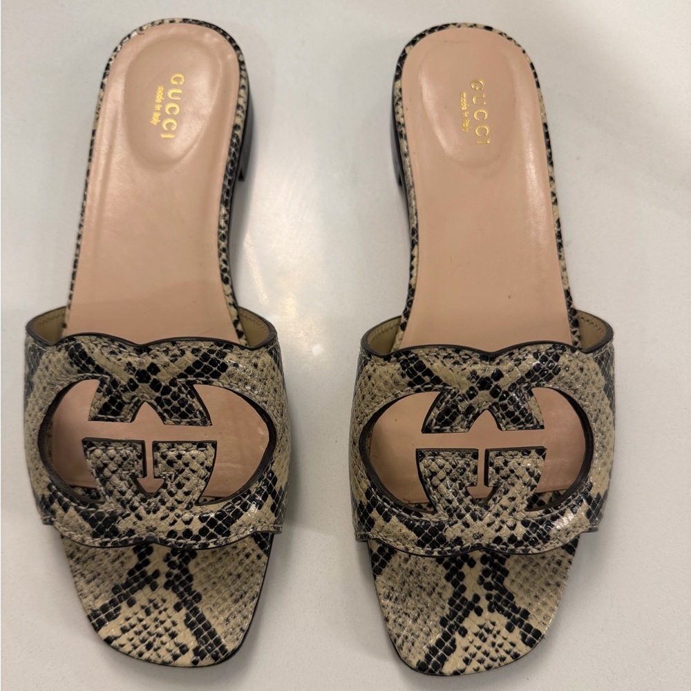 Gucci Women's Python GG Cutout Slide Sandals - size 40